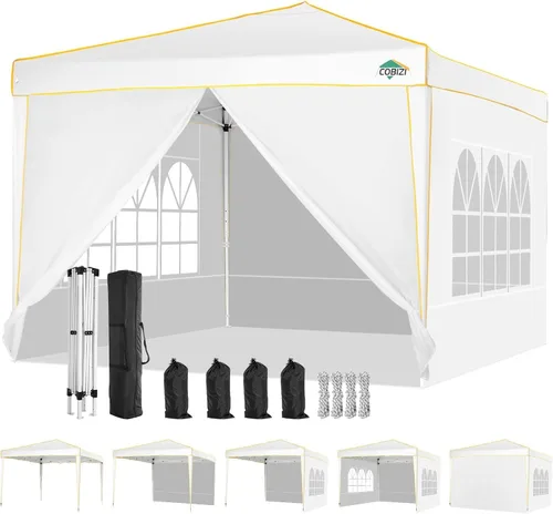 Miniatura 17 de COBIZI Toldo desplegable de 10 x 10 pies con 4 paredes laterales, toldo fácil de instalar para eventos, deportes, playa, fiestas, toldos de fiesta