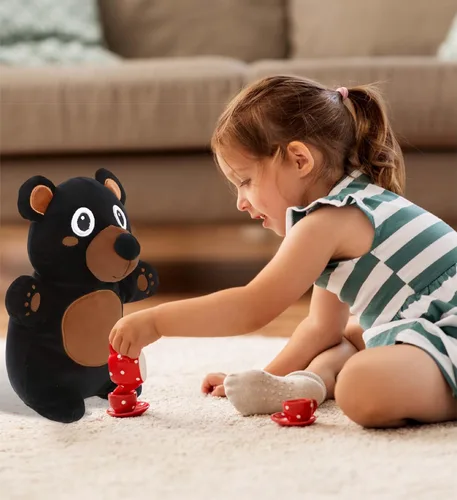Miniatura 5 de DolliBu Snug-Mooshies - Peluche de oso negro de pie, súper esponjoso y suave, amigo de animales para niñas y niños, peluche mediano abrazable