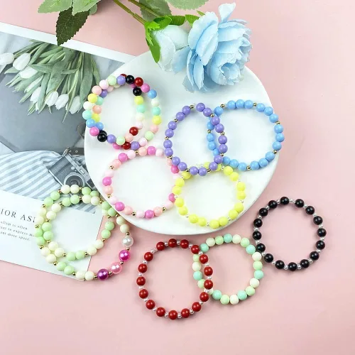 Miniatura 4 de 200 cuentas redondas acrílicas de 0.394 pulgadas (0.394 in), cuentas redondas de plástico pastel con agujero para manualidades, pulseras, collares