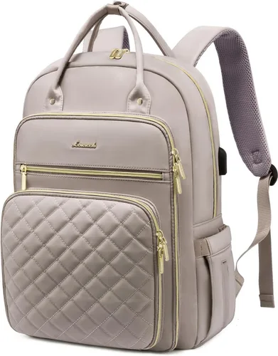 Miniatura 8 de LOVEVOOK - Mochila para portátil para mujer, resistente al agua, mochila de trabajo y viaje, con monedero, elegante, mochila de negocios, mochila