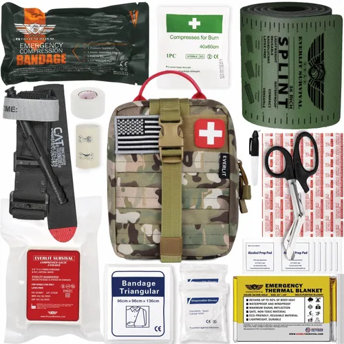 EVERLIT Kit de Trauma de Emergencia, Torniquete CAT GEN-7 Férula de 36", IFAK Táctico de Combate Militar para Heridas Críticas Primeros Auxilios,