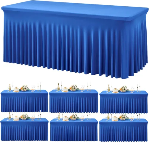 Miniatura 23 de Outpain - 4 paquetes de mantel de elastano de 6 pies para mesas plegables estándar - Mantel de mesa rosa bebé, protector de mesa para fiesta, boda