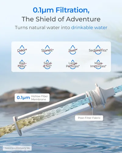 Miniatura 5 de Waterdrop Filtro de agua de gravedad, portátil, purificador de agua para supervivencia, campamento, senderismo, mochila y preparación de emergencia