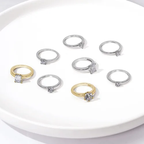 Miniatura 4 de Tienda Collection Sterling Silver Fancy Shape Solitaire Ring made with Infinite Elements Zirconia