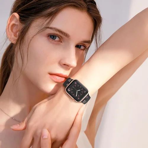 Miniatura 5 de Correas con grabado floral compatibles con Apple Watch Band de 1.49, 1.57, 1.61, 1.65, 1.73, 1.77, 1.92 pulgadas para mujeres, correas deportivas