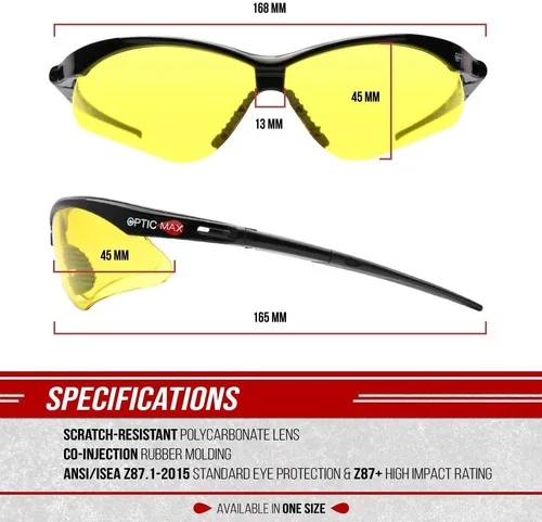 Miniatura 7 de Glove Station Optic Max Safety Glasses for Men & Women, Scratch-Resistant Eye Protection for, Hunting & Construction