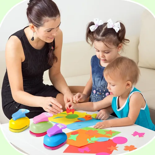 Miniatura 7 de CHENGU 16 Piezas Perforadoras de Papel para Manualidades Perforadoras para Álbumes de Recortes con Papel Adhesivo para Manualidades, Redondo