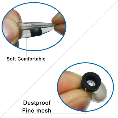 Miniatura 3 de Almohadillas de repuesto para Samsung Galaxy Buds 2/Buds+/Buds FE, puntas de silicona con aislamiento de ruido de malla fina, 6 pares S/M/L (negro)