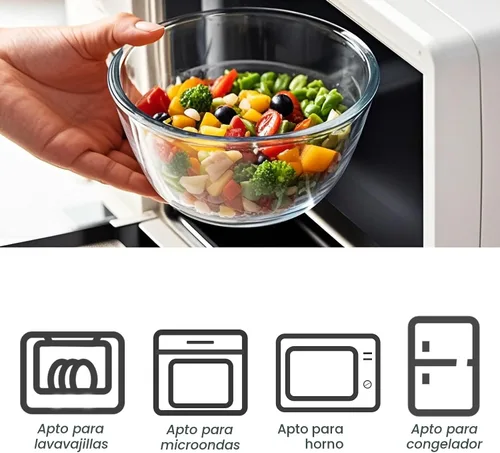 Miniatura 5 de M MCIRCO Cuencos de Vidrio para Mezclar con Tapas, 4 Paquetes Juego de Cuencos de Vidrio, Cuencos Anidables para Preparación de Comidas