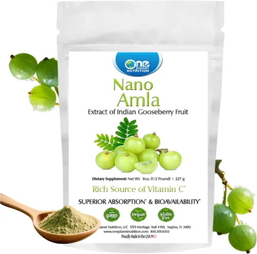 One Planet Nutrition Nano Amla Polvo de 8 onzas (227 porciones), extracto de fruta Amla, alto en vitamina C para la producción de colágeno y apoyo