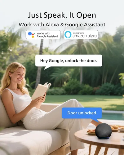 Miniatura 3 de Cerradura de puerta con teclado WiFi Philips con asa, WiFi incorporado, control remoto por APP, desbloqueo por voz y huellas dactilares, cerraduras
