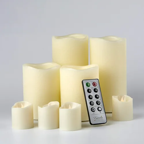 Miniatura 24 de FURORA LIGHTING Velas sin llama verde ombré, cera real, brillo ajustable, control remoto y temporizador, 4 pilares (3 x 4, 3 x 6) y 4 votivos