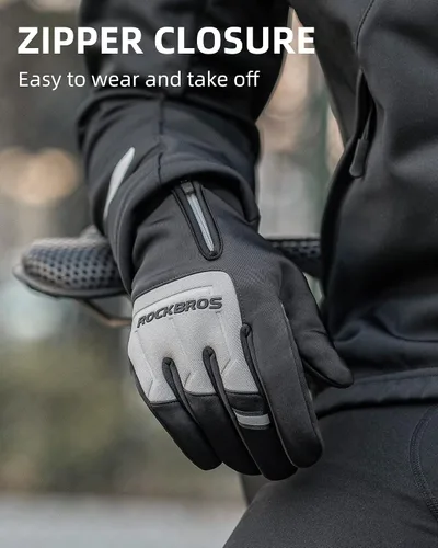 Miniatura 3 de ROCKBROS Guantes de ciclismo de invierno para hombre, guantes térmicos para correr para clima frío, guantes de esquí de invierno, guantes de nieve