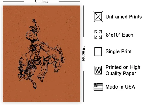 Miniatura 2 de Poster Master Póster de Rodeo marrón – Estampado retro de vaquero sobre caballo – Arte de vaquero – Arte occidental – Arte del salvaje oeste