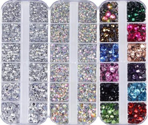 Miniatura 5 de Massive Beads Más de 9500 diamantes de imitación termoadhesivos redondos de vidrio con parte trasera plana para hacer tú mismo con 1 pinza y 1 12