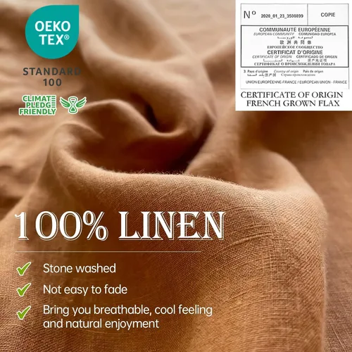Miniatura 2 de Simple&Opulence - Juego de sábanas de lino 100% lavado, estilo básico, 4 piezas (1 sábana encimera y 1 sábana bajera y 2 fundas de almohada), lino