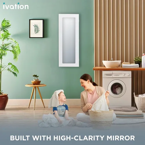 Miniatura 8 de Ivation Armario de tabla de planchar montado en la pared con espejo, estación de almacenamiento de planchado plegable para el hogar, apartamento
