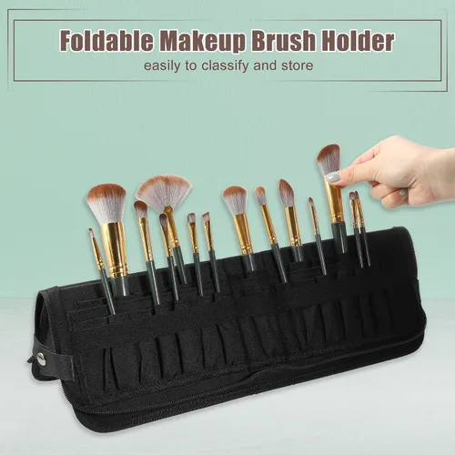 Miniatura 2 de VOCOSTE Soporte plegable para brochas de maquillaje, 29 bolsillos organizador de brochas de maquillaje, bolsa de viaje para brochas de maquillaje