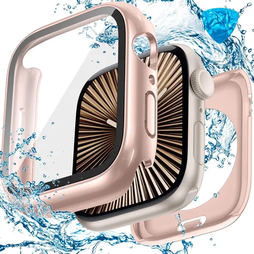 Miniatura 14 de 3 en 1 Goton Estuche impermeable duro para Apple Watch, protector de pantalla de 40mm, cubierta frontal de vidrio templado protectora completa