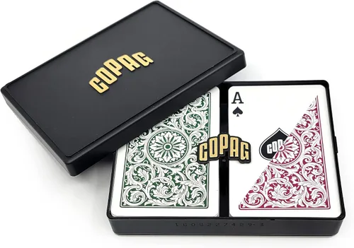 Miniatura 9 de Copag 1546 Diseño 100% Plástico Cartas de Juego, Tamaño Bridge (Estrecho) Verde/Burdeos (Índice Jumbo, 1 Juego)