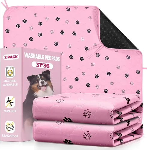Miniatura 14 de Fostanfly Almohadillas lavables para orina para perros, paquete de 2 almohadillas reutilizables superiores de 36 x 48 pulgadas, impermeables, Gris