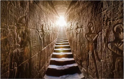 Miniatura 4 de Telón de fondo del templo egipcio de 5 x 3 pies, escalera antigua, luz tenue antigua, misteriosa, tallas jeroglíficas, decoración para colgar