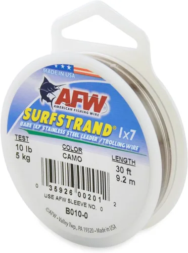 Surfstrand Bare 1x7 Cable Líder de Acero Inoxidable - Línea Líder de Pesca para Agua Salada, 20lb Test - 325lb Test en Brillante, Camuflaje en