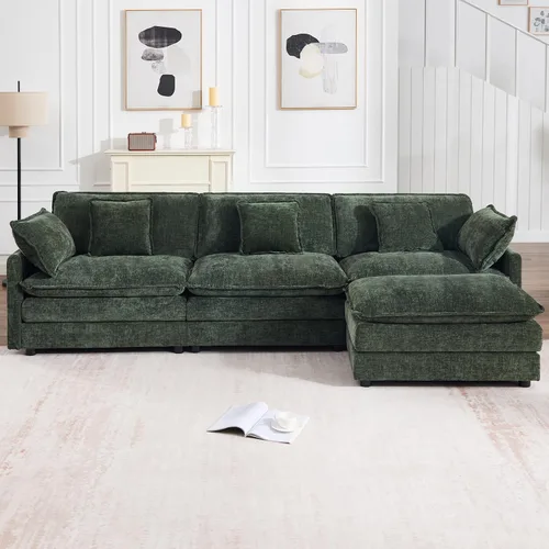 Miniatura 18 de Sofá modular modular con otomano: sofá moderno en forma de L de 76.7 pulgadas, cómodo sofá biplaza, sofá de 3 plazas de felpilla con almohada