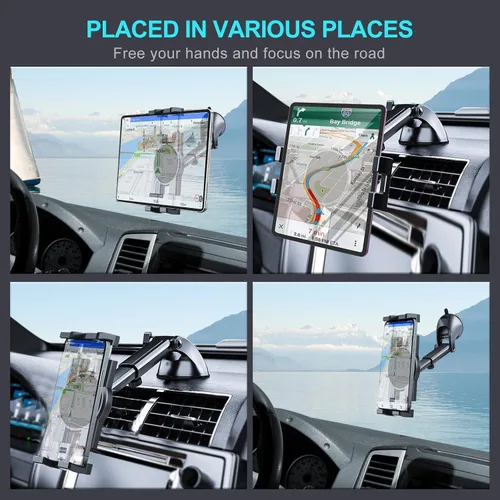 Miniatura 7 de Vadaxx Soporte para tablet de automóvil y parabrisas, soporte giratorio de 360° para iPad Pro 12.9/11/10.5/Air/Mini 6/5/4, Galaxy Tab, iPhone 16/15