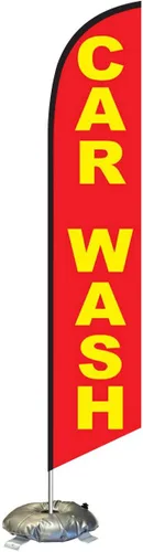 Miniatura 6 de Kit de poste de bandera de plumas Swooper 100% lavado a mano con base cruzada y rosquilla de peso, cartel publicitario para lavado de autos al aire