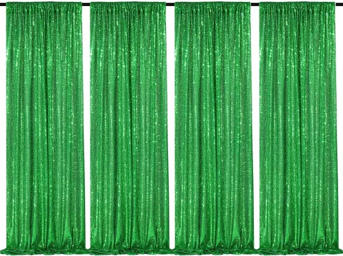 Miniatura 28 de Telón de fondo de lentejuelas moradas 2 paneles 2FTx8FT con purpurina telón de fondo cortinas para fiesta de Halloween fondo de fotos para bodas