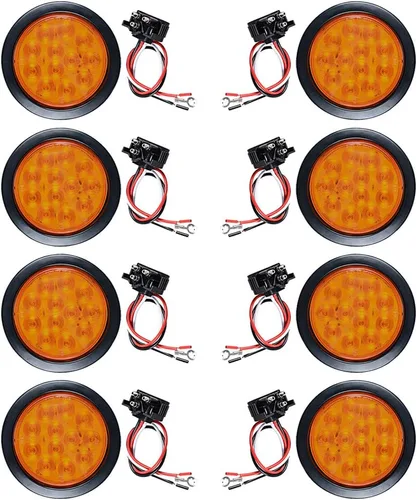 Miniatura 15 de Kit de tapones de cableado con cubierta de hule para luz trasera LED redonda de 4", 12 ledes, para RV, camioneta Luz roja - Lente transparente