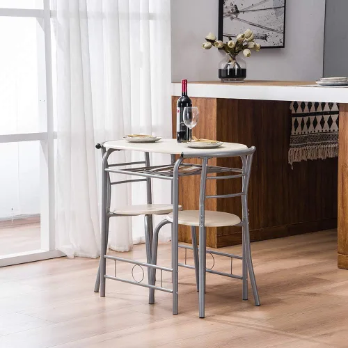 Miniatura 5 de VINGLI Juego de comedor de 3 piezas, juego de mesa de cocina pequeña para 2, juego de mesa de desayuno, mesa de madera de cocina con 2 sillas