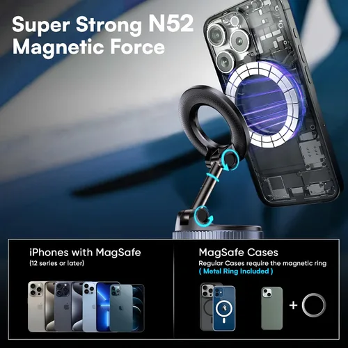 Miniatura 4 de Soporte magnético para teléfono de automóvil modelo 2026 - Soporte de automóvil con ventosa fuerte para iPhone y Android, soporte giratorio de 360°