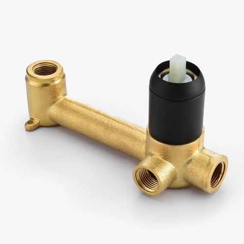 Miniatura 5 de SUMERAIN Grifo de lavabo de baño montado en la pared, acabado negro y dorado, grifo de lavabo con una sola manija y válvula áspera