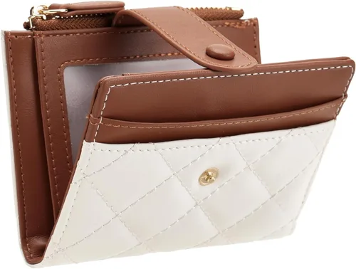 GAEKEAO Billetera pequeña para mujer, de piel plegable, con bloqueo RFID, tarjetero para tarjetas de crédito, bolsillo con cremallera, monedero con