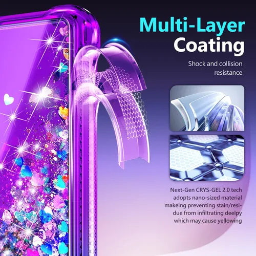 Miniatura 114 de NGB - Funda de teléfono diseñada para Samsung Galaxy S9+ Plus, morado/azul, con purpurina líquida para mujeres y niñas, con protector de pantalla