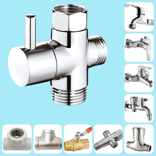 Miniatura 4 de Válvula de conmutación de ducha de 3 vías de latón de 1/2" con sello, adaptador de válvula conmutadora de ventilación de tres vías para sistema