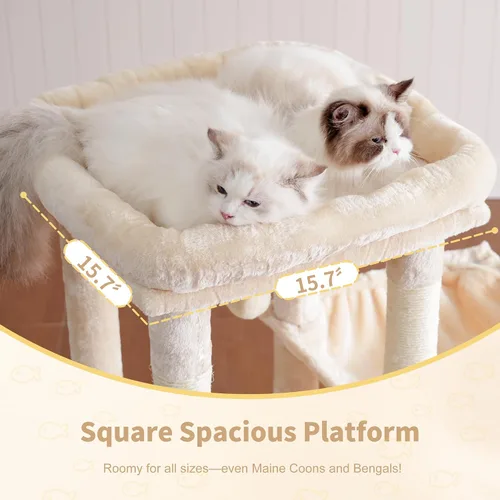 Miniatura 3 de Heybly Árbol para gatos resistente, torre para gatos de interior grande para adultos, casa condominio alta para gatos con zócalo extragrande