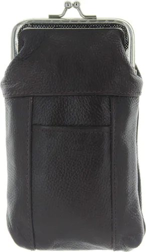Miniatura 5 de Estuche para cigarrillos y encendedor de cuero en elección de color, para mujer, 5 3/4" x 3 3/4", Café Oscuro