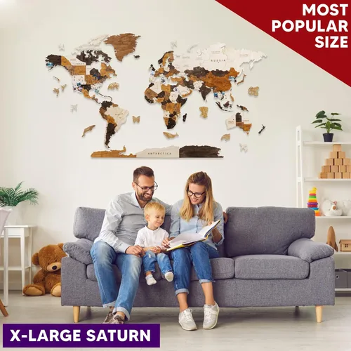 Miniatura 3 de HYPERI Mapa del mundo de madera en 3D de varias capas para decoración de pared, decoración de pared de arte en madera, mapa mundi para pared, mapas