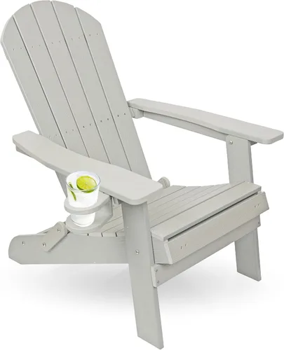 Miniatura 4 de Alpine Corporation Silla plegable Adirondack para exteriores de 38 pulgadas de alto con portavasos y otomana, diseño ergonómico clásico, muebles