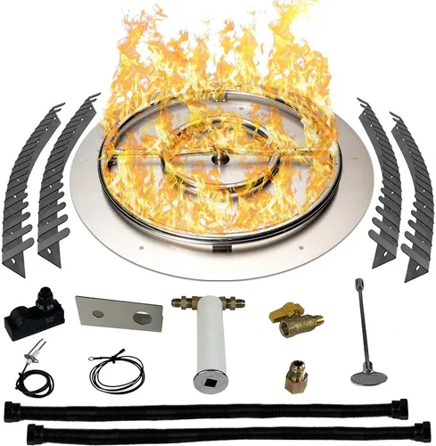 Miniatura 40 de Kit de quemador de acero inoxidable y anillo Pro con encendido por chispa para fogatas de gas natural, sartén de 36 pulgadas, anillo de quemador