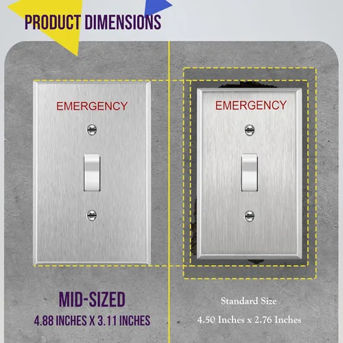 Miniatura 85 de ENERLITES Placa de Pared Metálica para Interruptor de Luz de Palanca, Acero Inoxidable 201, Resistente a la Corrosión, Tamaño Estándar 1-Gang 4.50
