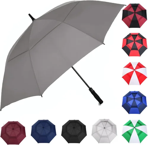 Miniatura 23 de MRTLLOA Paraguas para golf extragrande con apertura automática de 54, 62, 68 o 72 pulgadas, toldo doble ventilado, resistente al viento e
