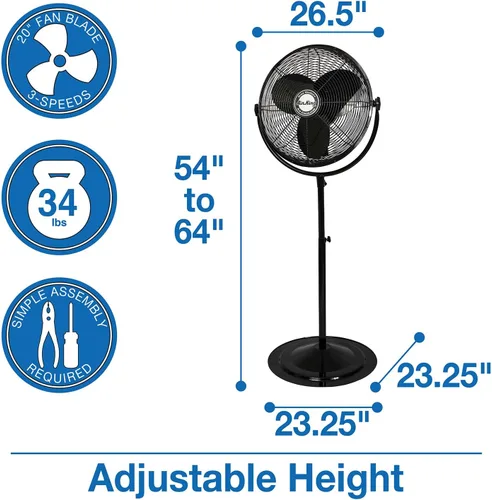 Miniatura 4 de Air King Ventilador de pedestal de grado industrial 9420 de 20 pulgadas