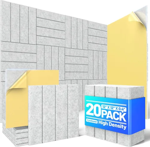 Miniatura 23 de Paquete de 12 paneles de espuma a prueba de sonido para paredes, paneles acústicos con listones autoadhesivos de 12 x 12 x 0.4 pulgadas, panel