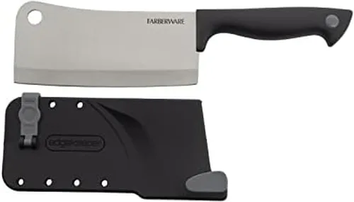 Farberware Edgekeeper – Cuchillo de carnicero de 15 cm con cubierta autoafilable, cuchillo de cocina de acero inoxidable de alto carbono con mango