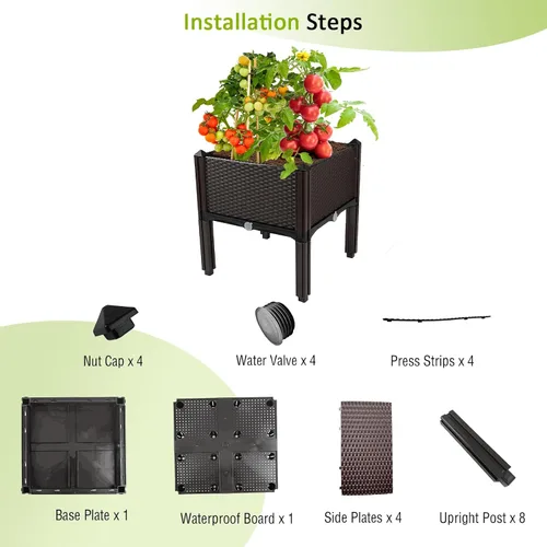 Miniatura 6 de Jardineras elevadas para plantas al aire libre con patas, jardineras rectangulares elevadas, jardín, patio, balcón, terraza para plantar flores