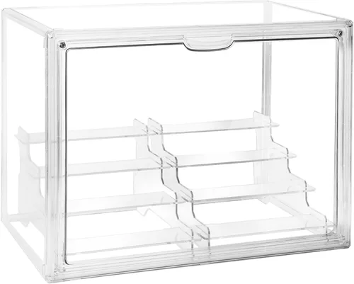 Miniatura 12 de Vitrina acrílica para figuras, organizador de almacenamiento transparente de 3 niveles montado en la pared, caja de exhibición con puerta magnética